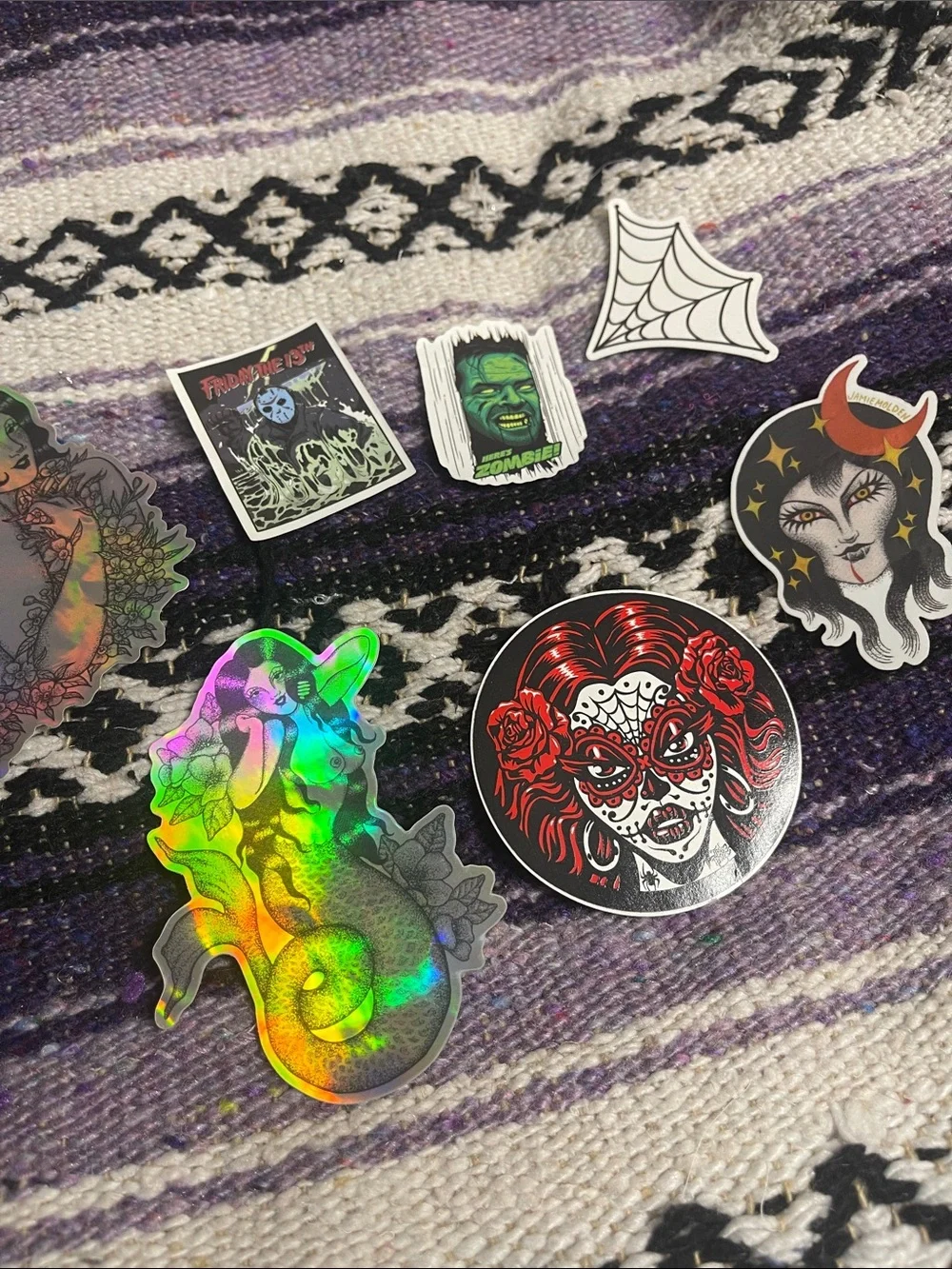 Holographic & Black Halloween Sticker Set -